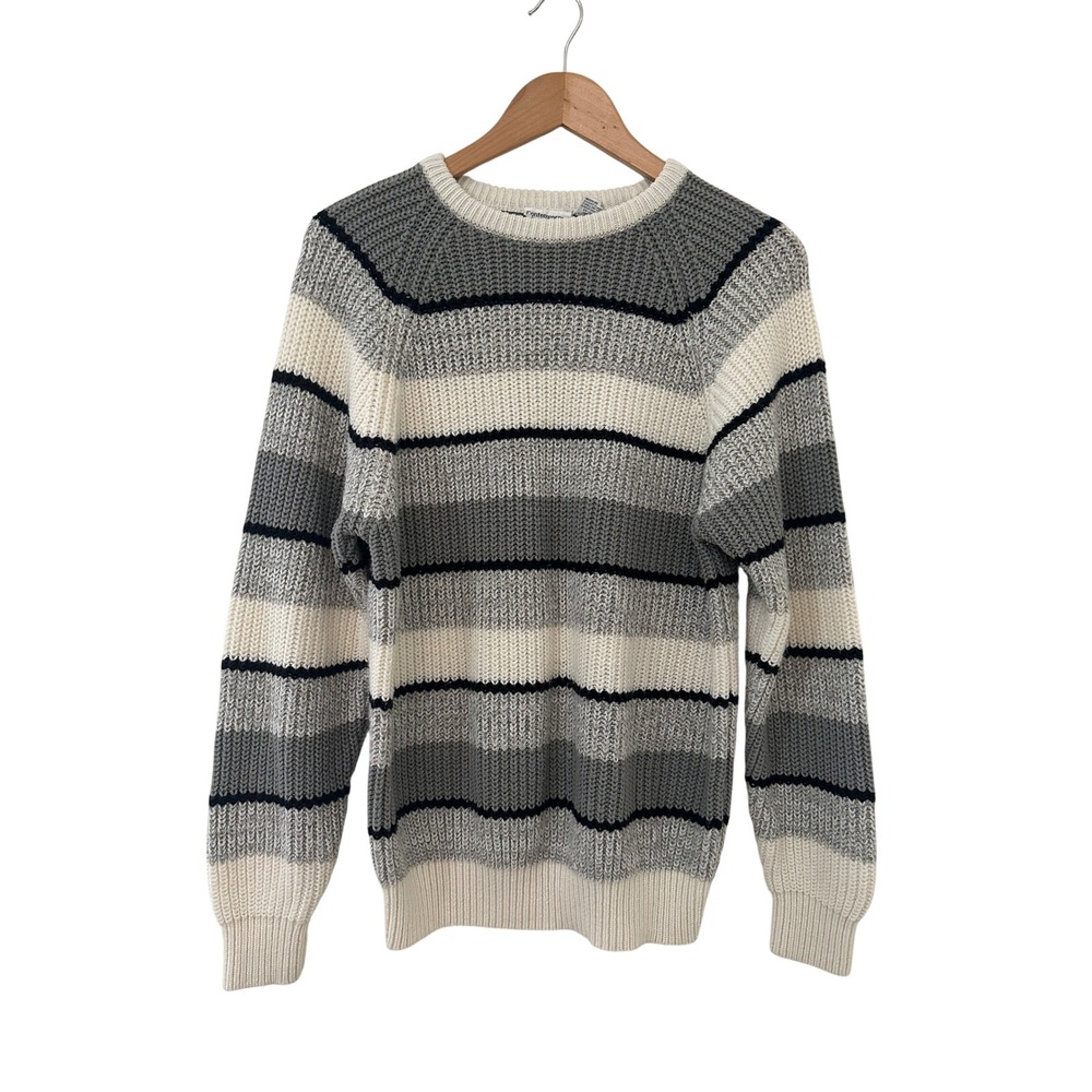Contemporary Casuals Striped Chunky Knit Crewneck Sweater M Preppy Academia